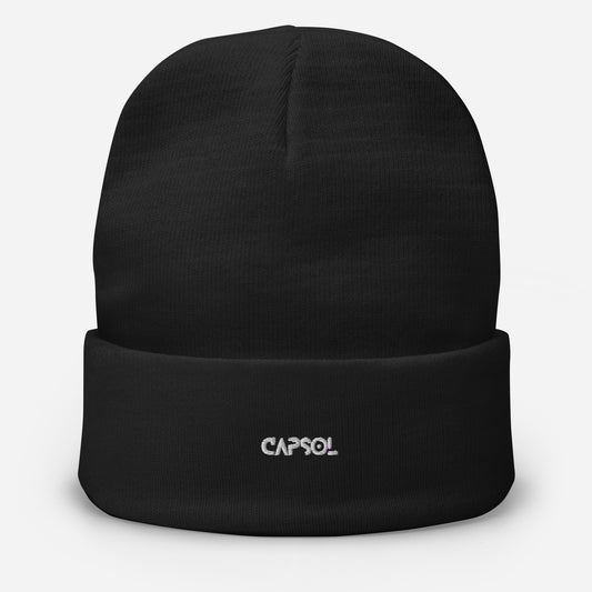 CapSol - white thread - Embroidered Knit Beanie