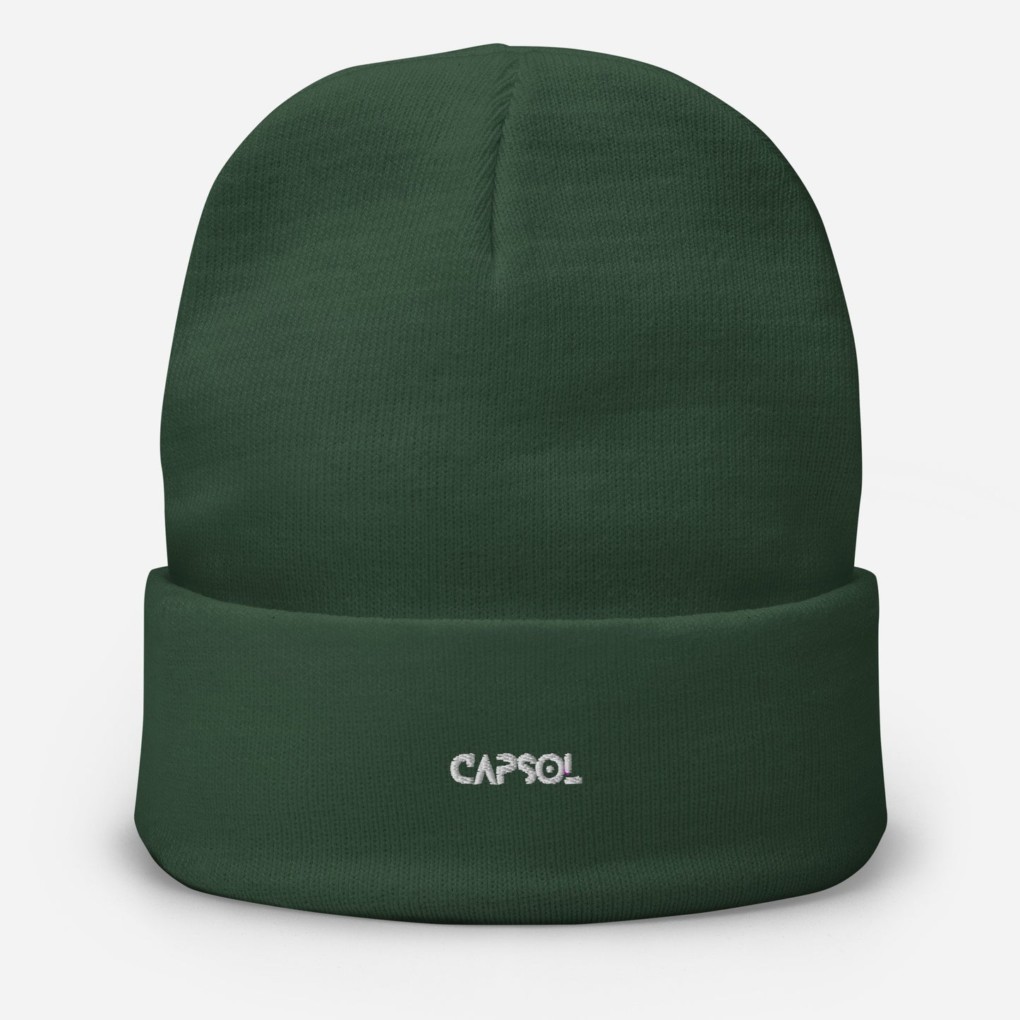 CapSol - white thread - Embroidered Knit Beanie