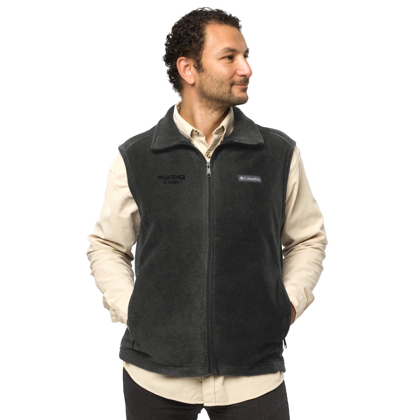 Whatever it takes (front) - black thread - Men’s Columbia fleece vest