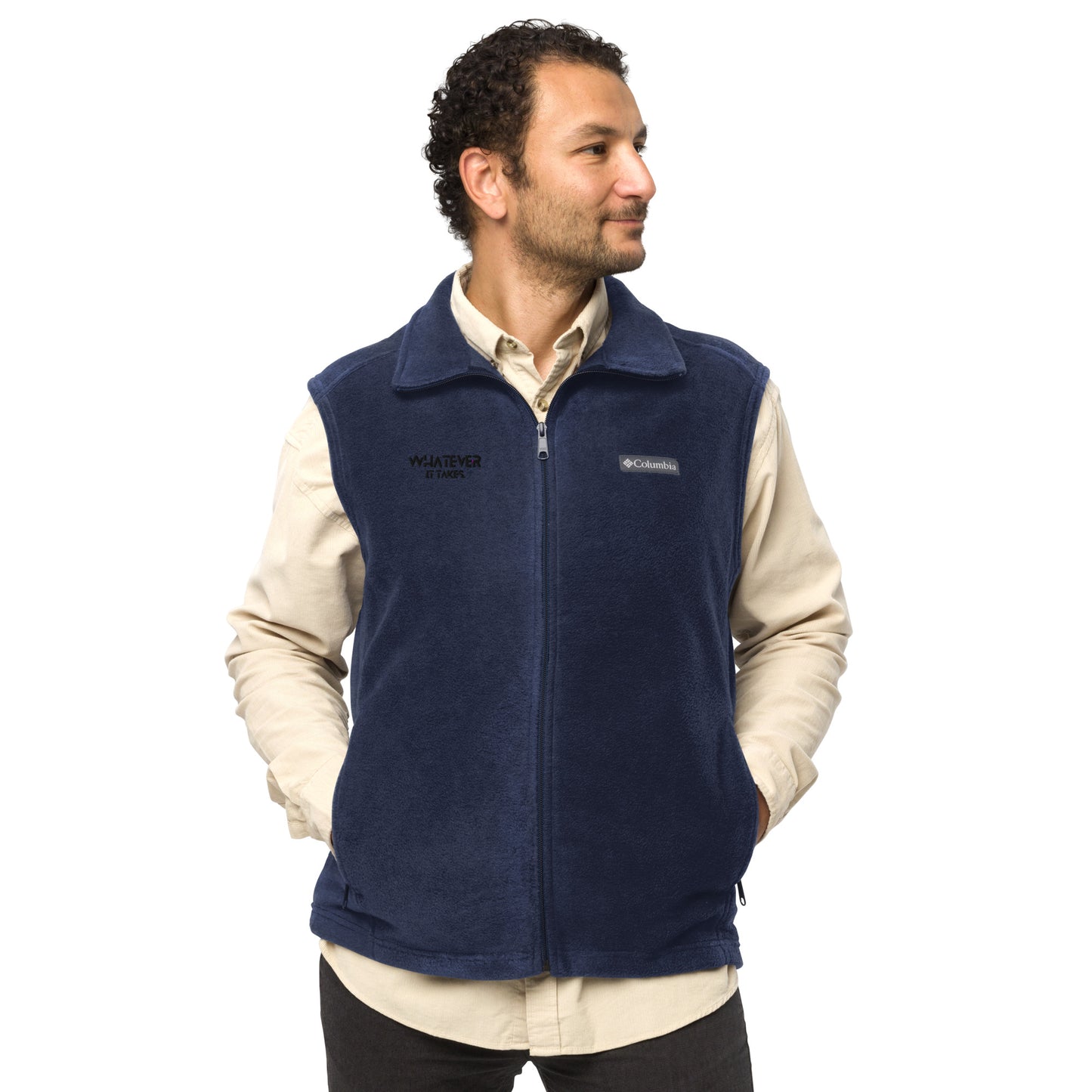 Whatever it takes (front) - black thread - Men’s Columbia fleece vest