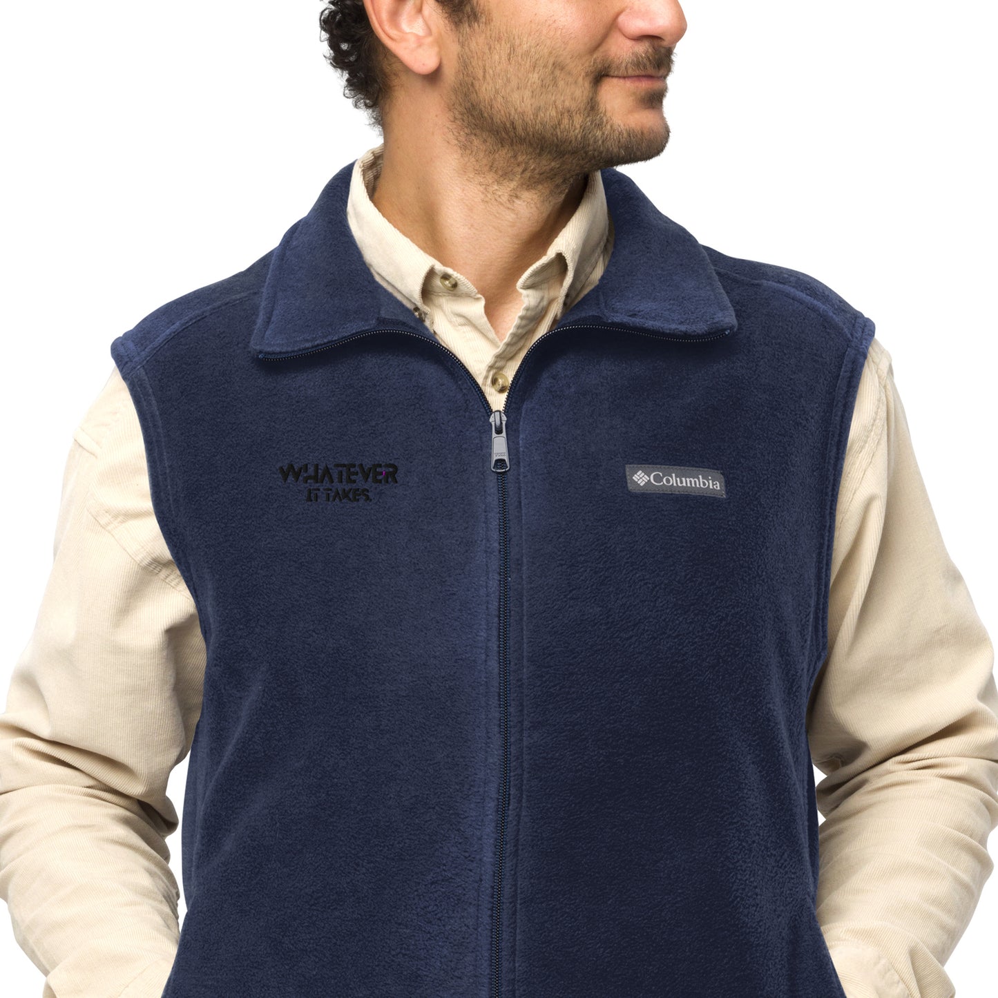 Whatever it takes (front) - black thread - Men’s Columbia fleece vest