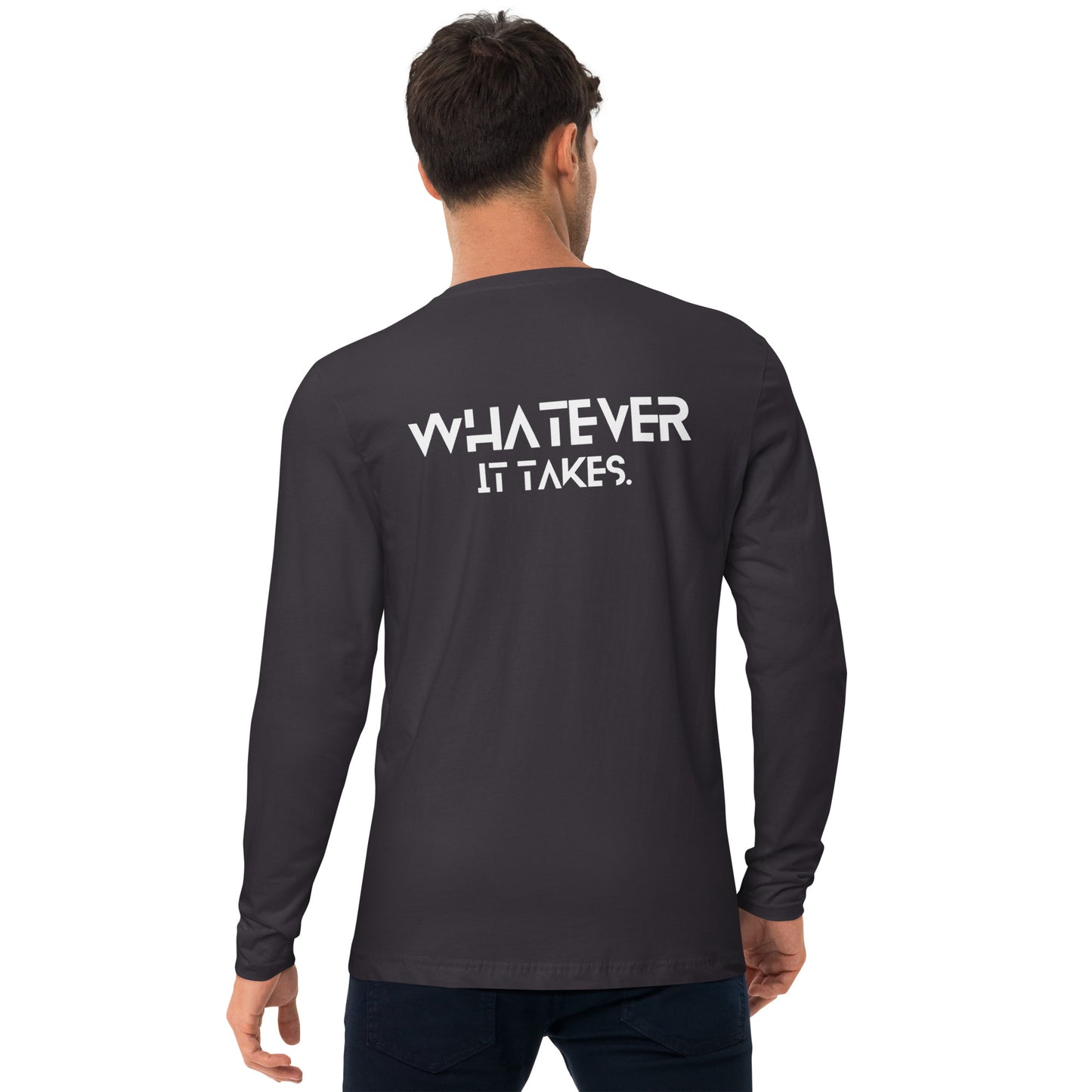 CapSol (front) / Whatever it takes (back - DTG) - white thread - Long Sleeve Fitted Crew