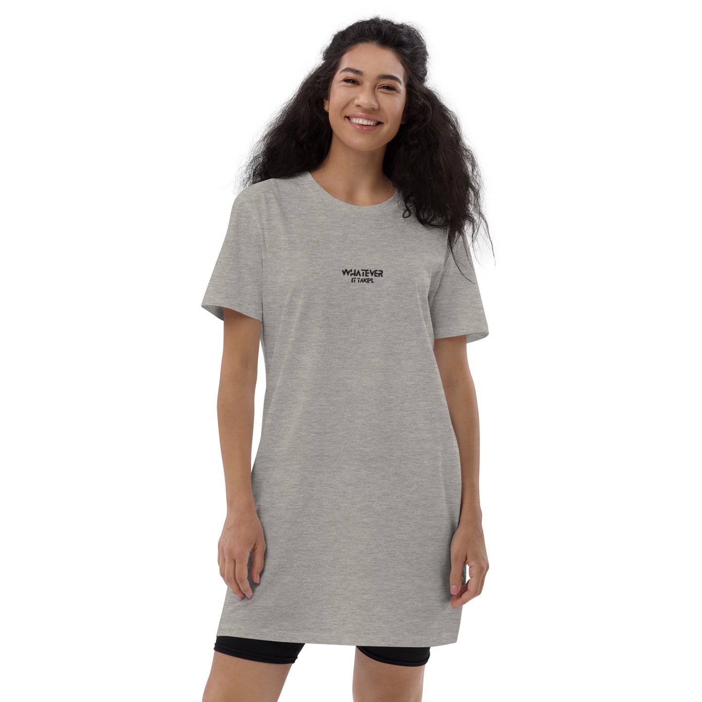 Whatever it takes (front) - black thread - Organic cotton t-shirt dress