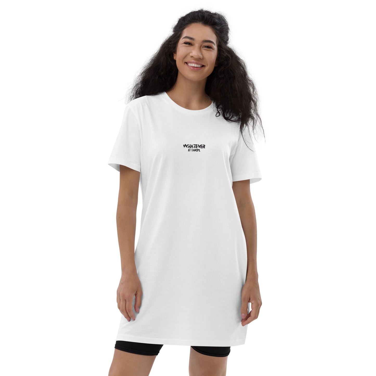 Whatever it takes (front) - black thread - Organic cotton t-shirt dress