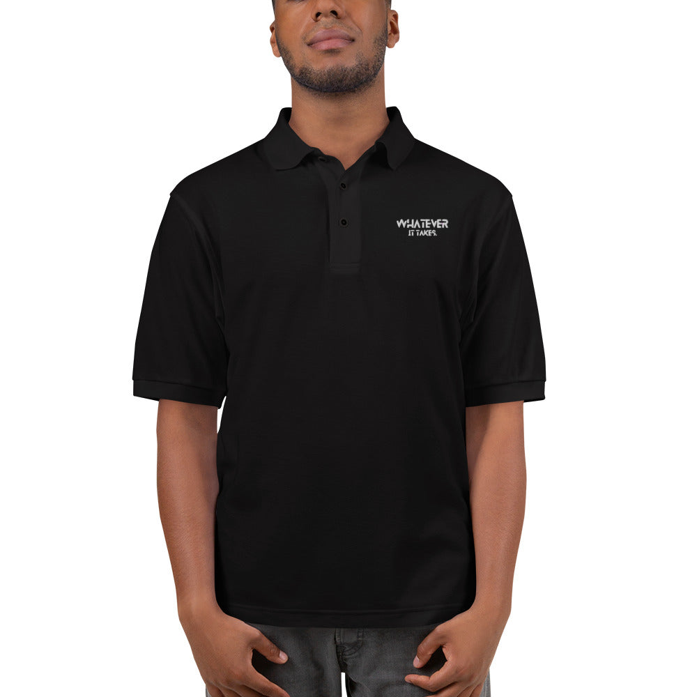 Whatever it takes (front) - white thread - Men's Premium Polo - PORT AUTHORITY