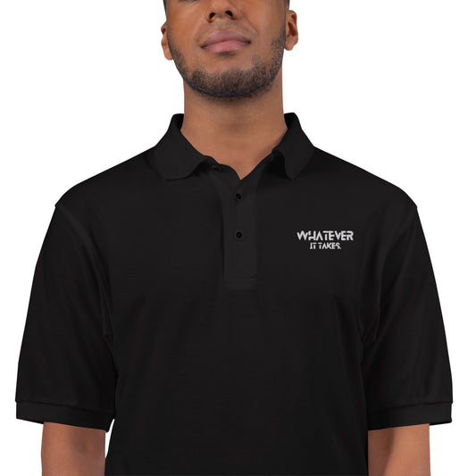 Whatever it takes (front) - white thread - Men's Premium Polo - PORT AUTHORITY