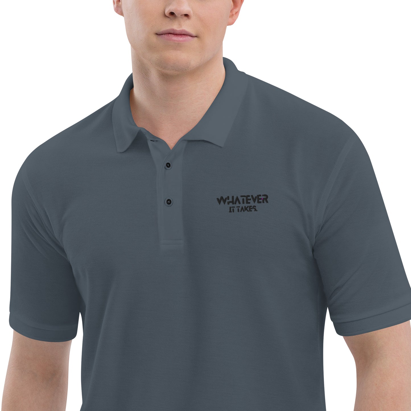 Whatever it takes (left chest) - black thread - Men's Premium Polo - PORT AUTHORITY