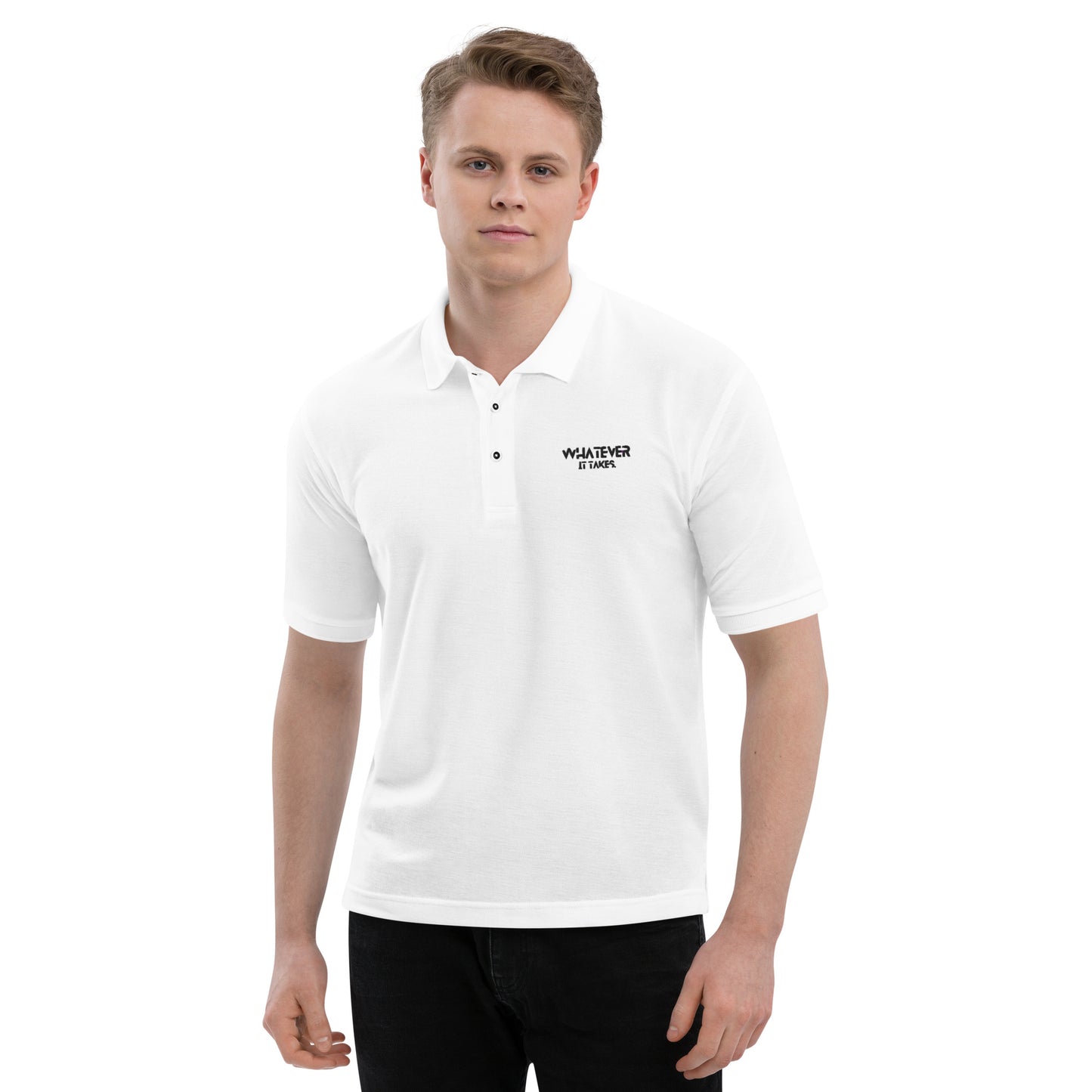 Whatever it takes (left chest) - black thread - Men's Premium Polo - PORT AUTHORITY