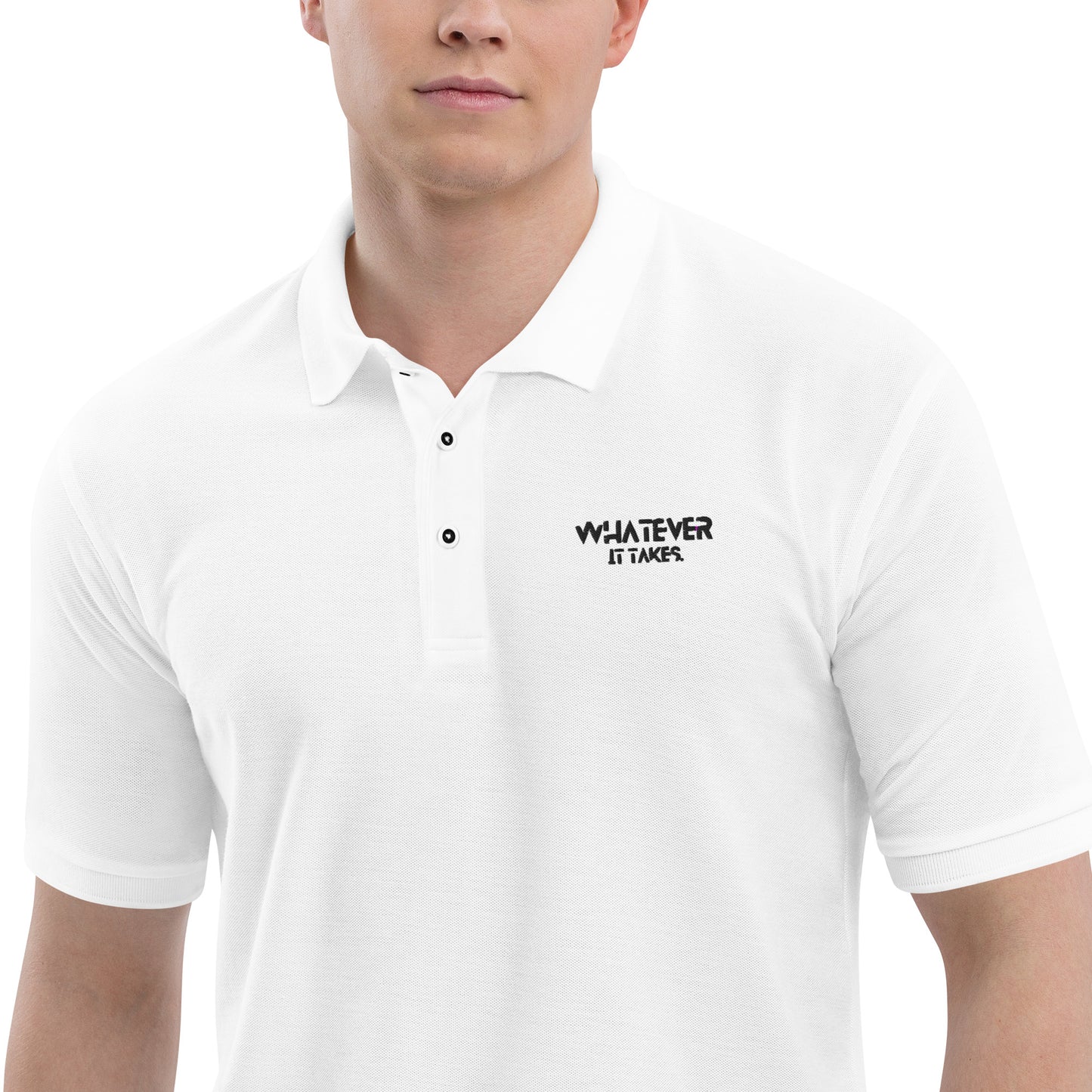 Whatever it takes (left chest) - black thread - Men's Premium Polo - PORT AUTHORITY