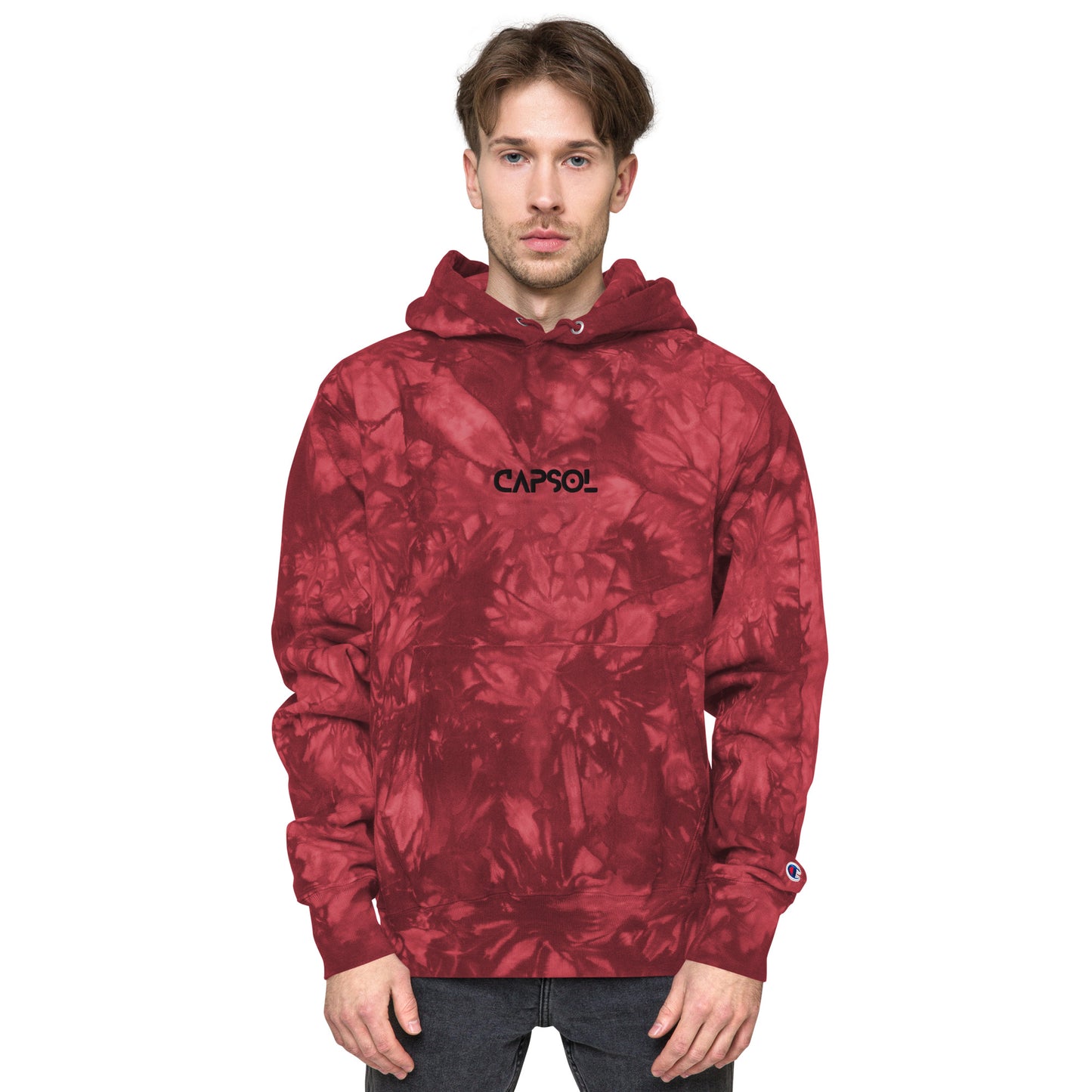 CapSol (front) - black thread - CHAMPION tie-dye hoodie