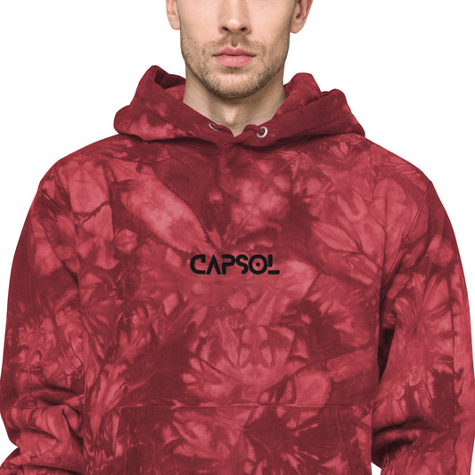 CapSol (front) - black thread - CHAMPION tie-dye hoodie