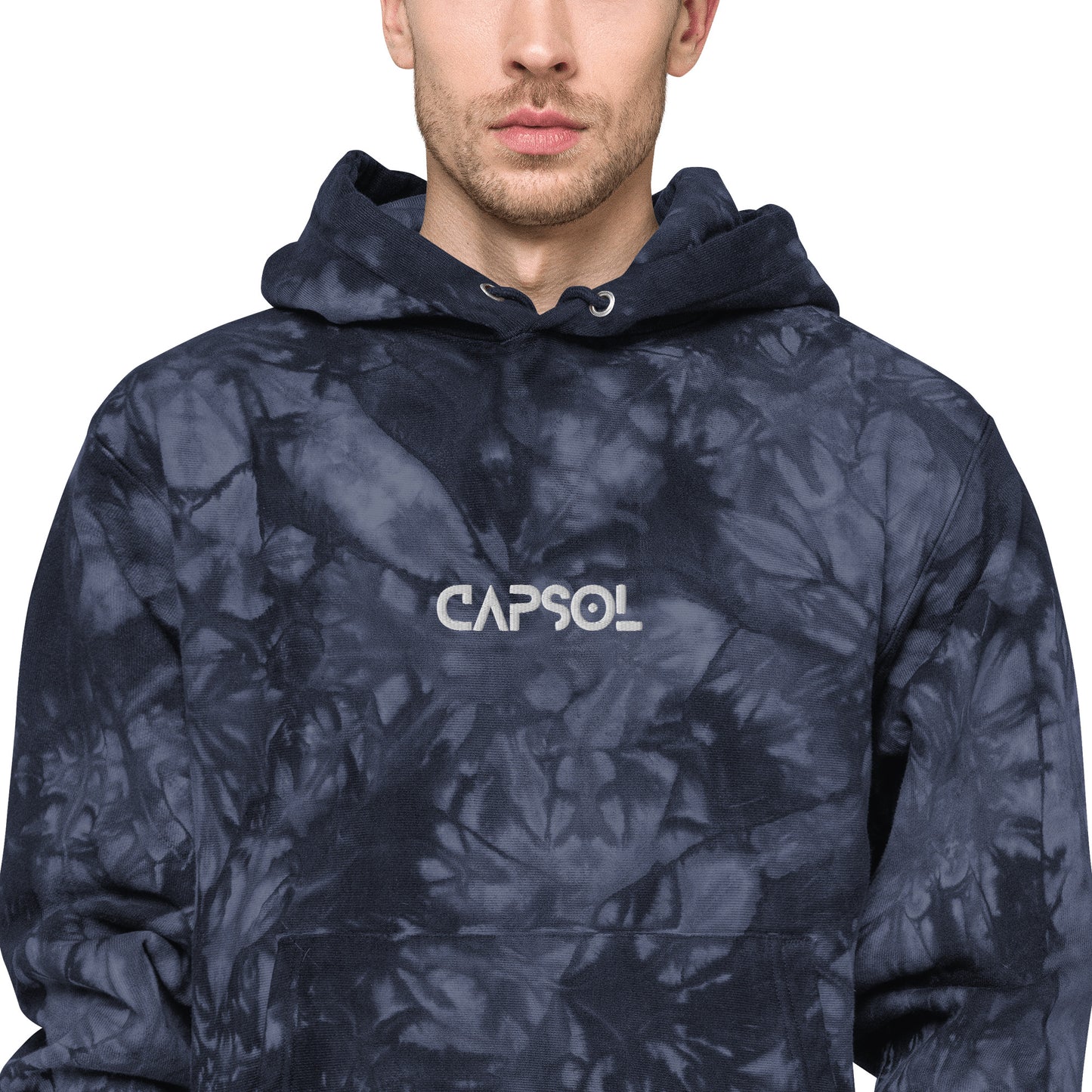 CapSol (front) - white thread - CHAMPION tie-dye hoodie