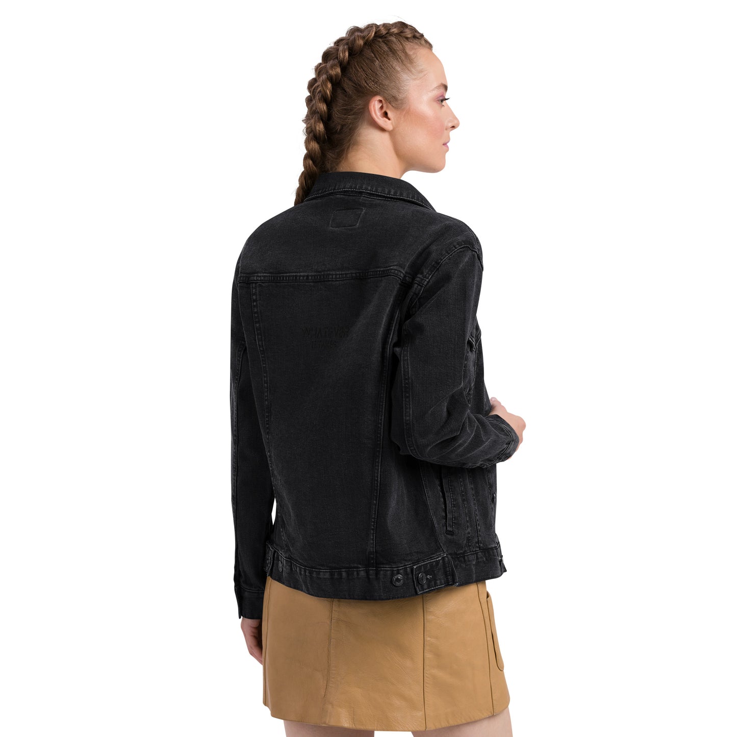 Whatever it takes (back) - black thread - Unisex denim jacket