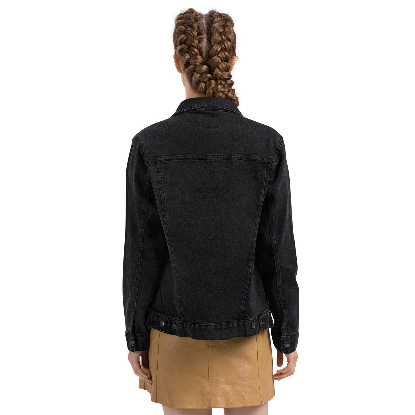 Whatever it takes (back) - black thread - Unisex denim jacket