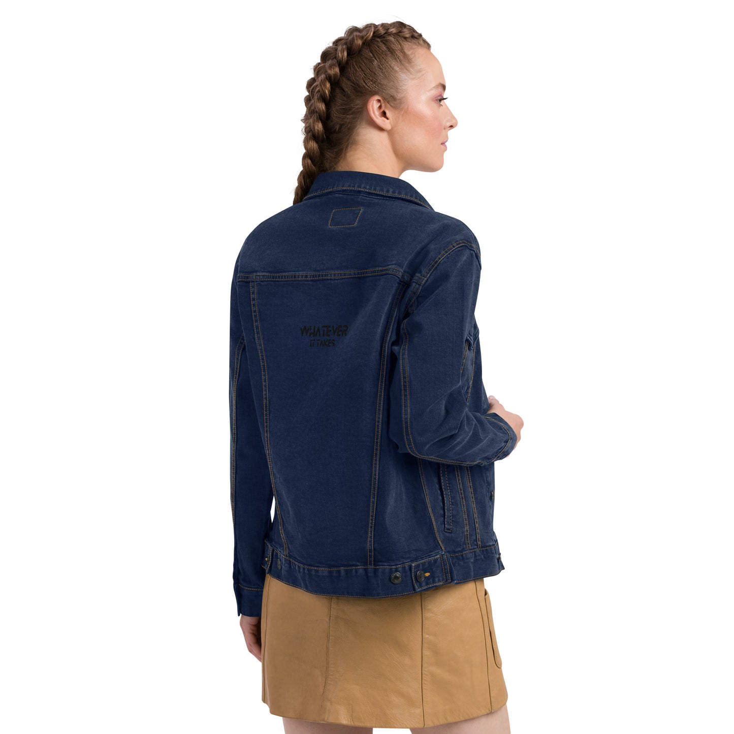 Whatever it takes (back) - black thread - Unisex denim jacket