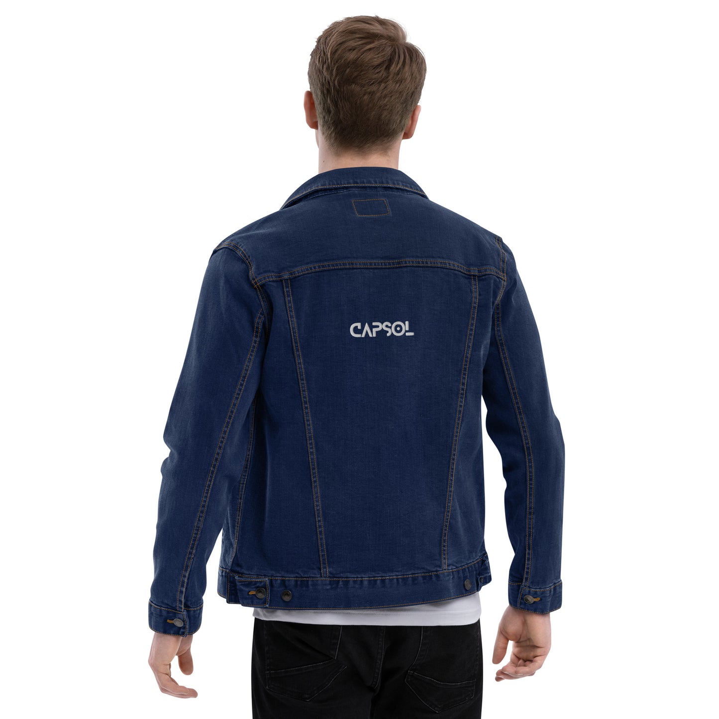 CapSol (back) - white thread - Denim jacket