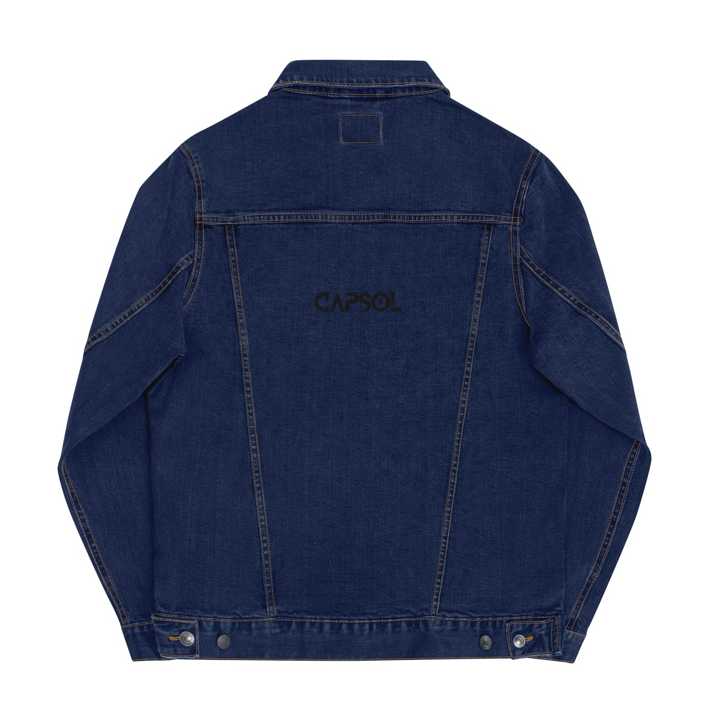 CapSol (back) - black thread - denim jacket