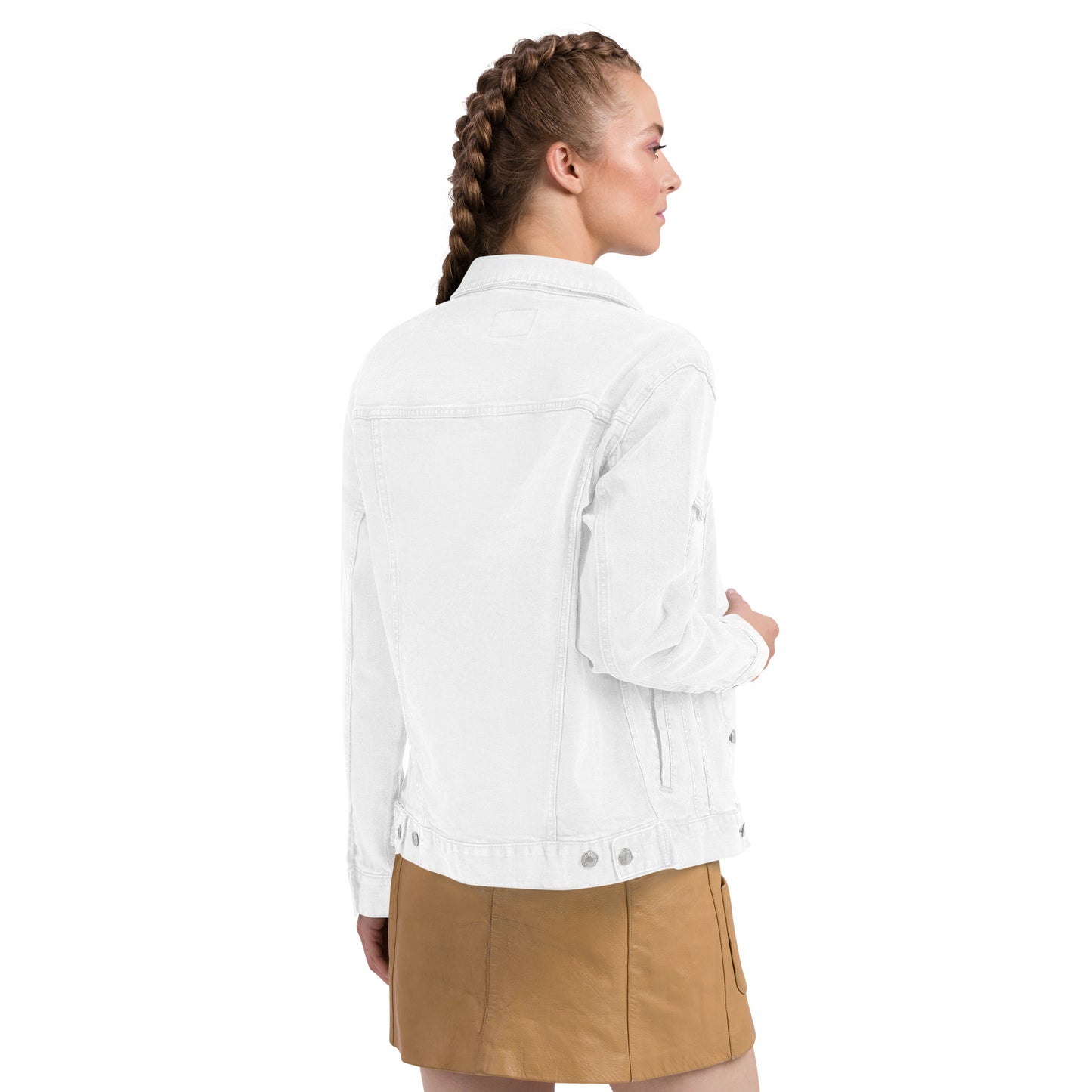 CapSol (front left) - white thread - Unisex denim jacket
