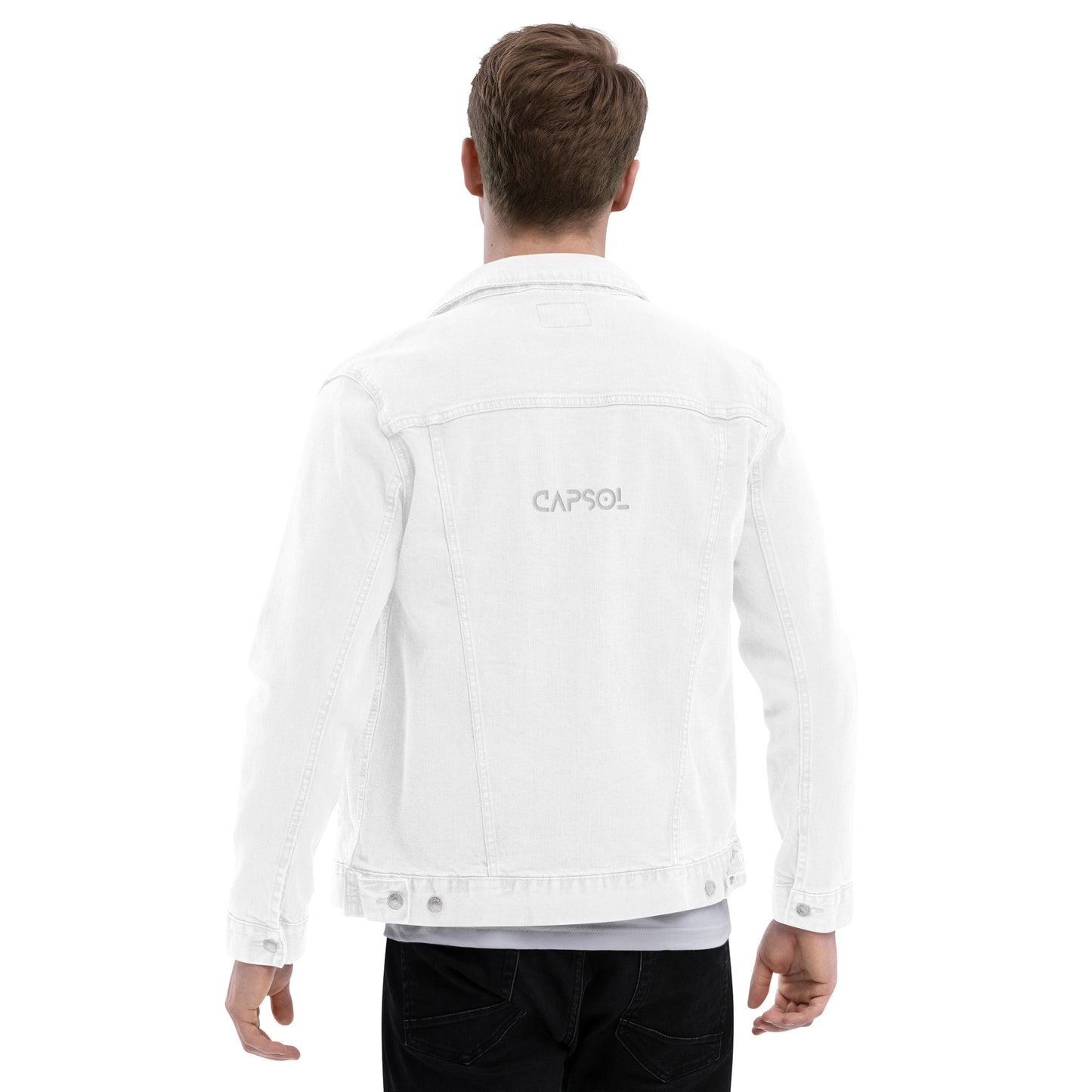 CapSol (back) - white thread - Denim jacket