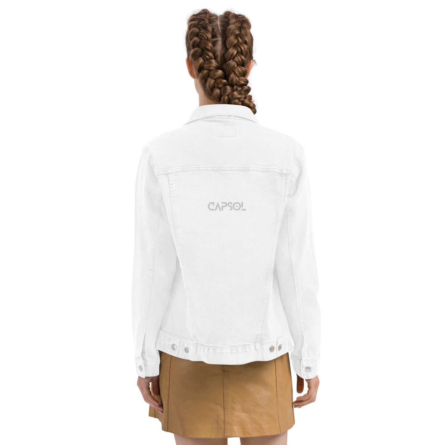 CapSol (back) - white thread - Denim jacket