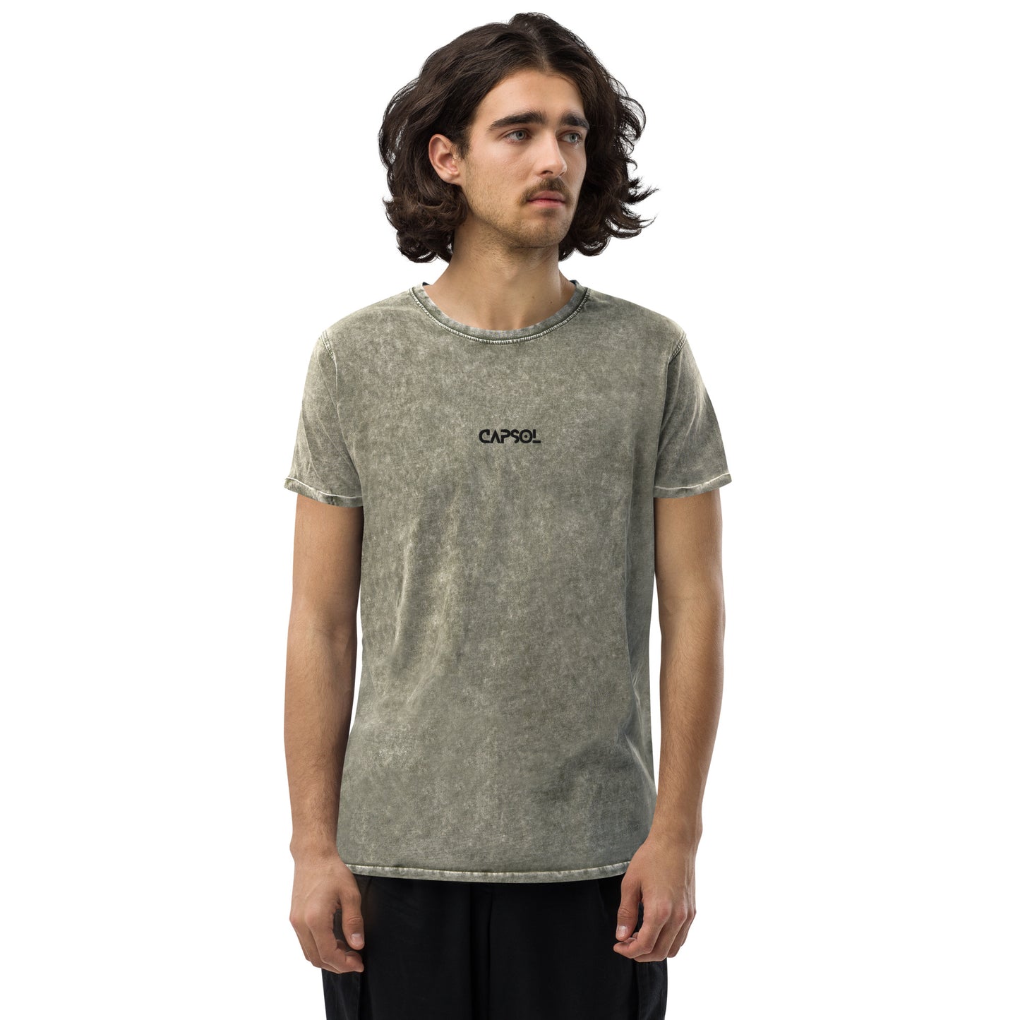 CapSol (front) - black thread - Denim T-Shirt