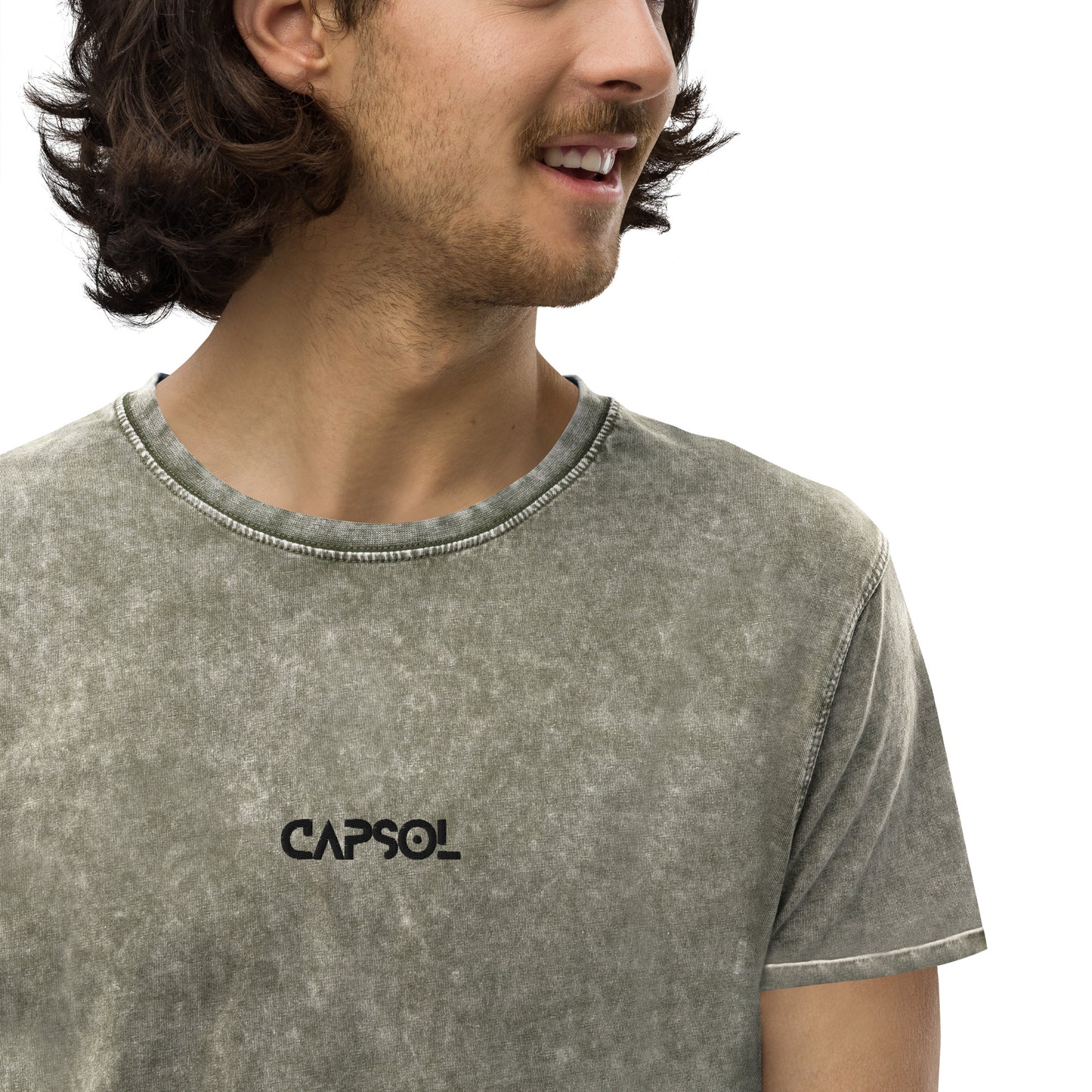 CapSol (front) - black thread - Denim T-Shirt