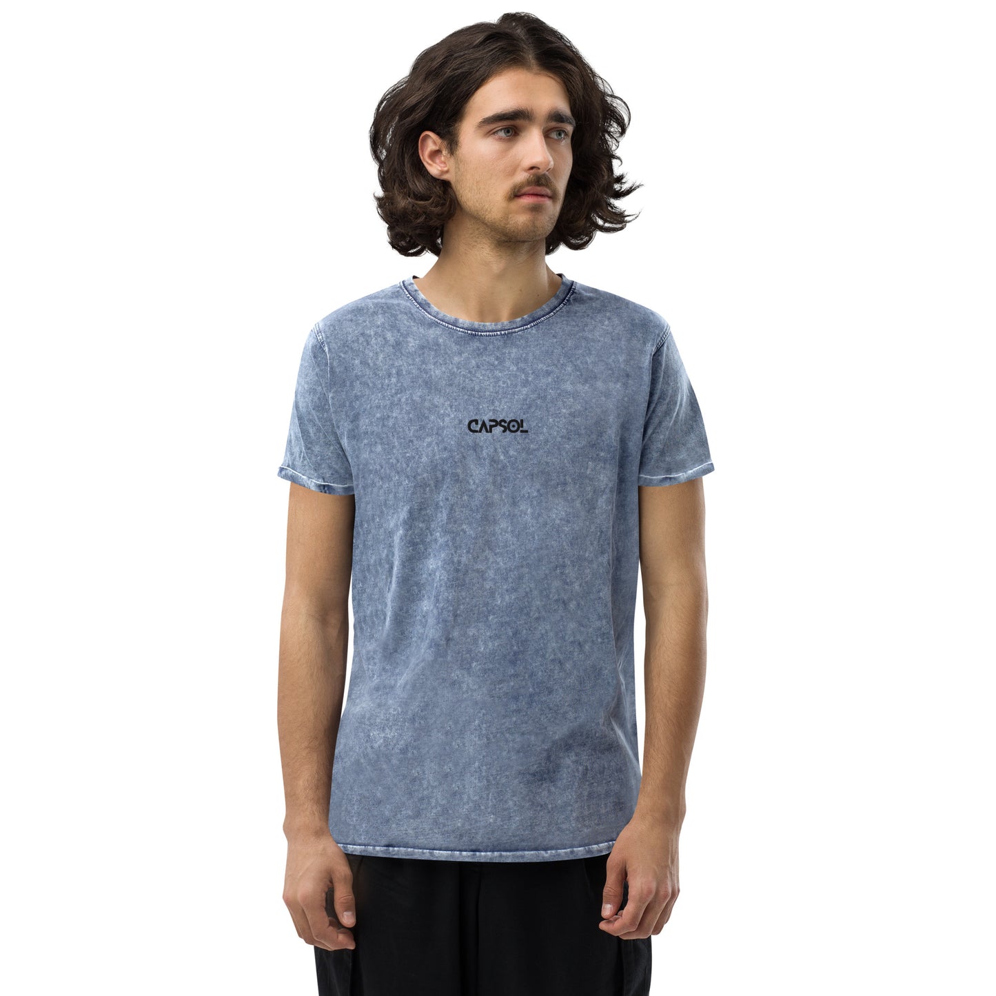 CapSol (front) - black thread - Denim T-Shirt