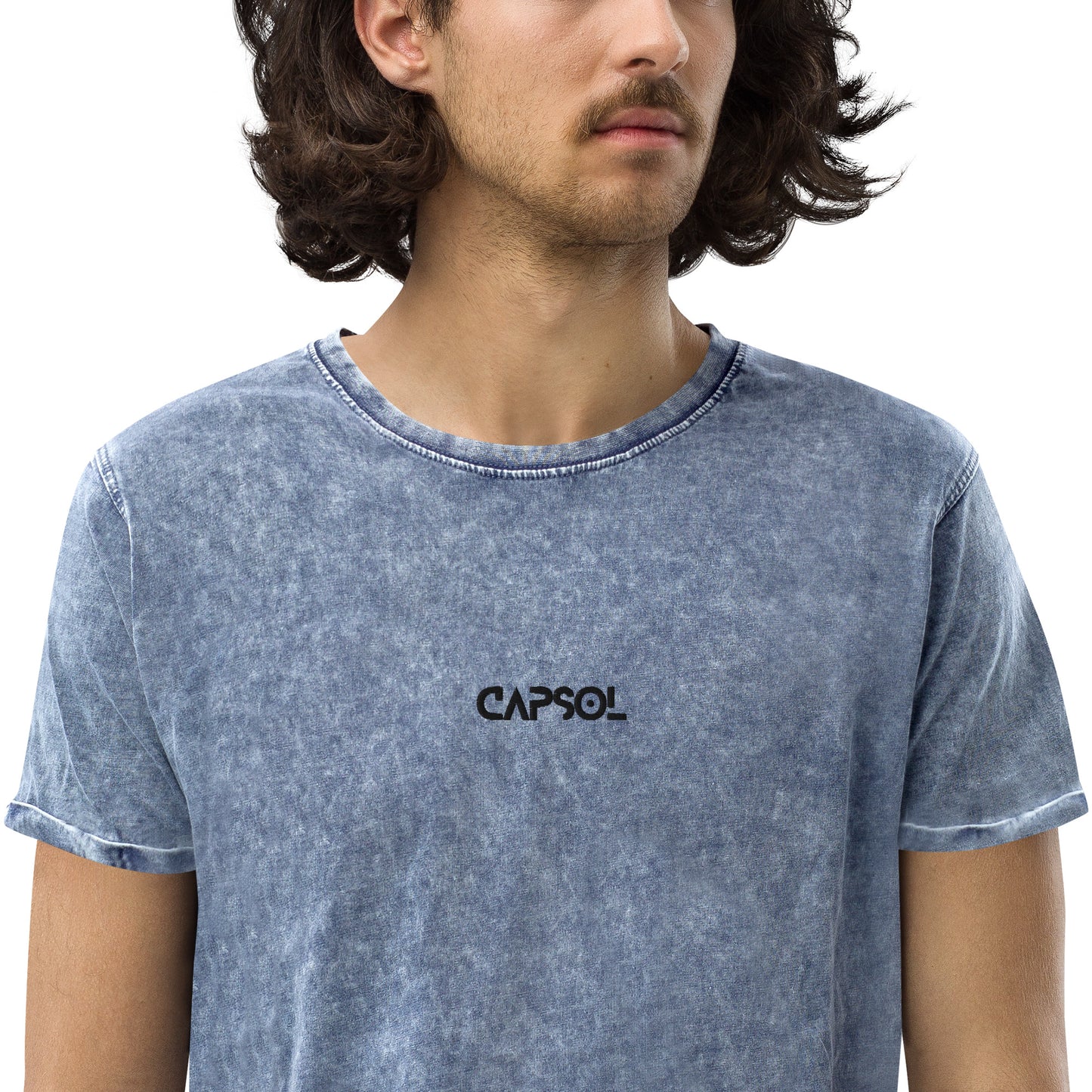 CapSol (front) - black thread - Denim T-Shirt