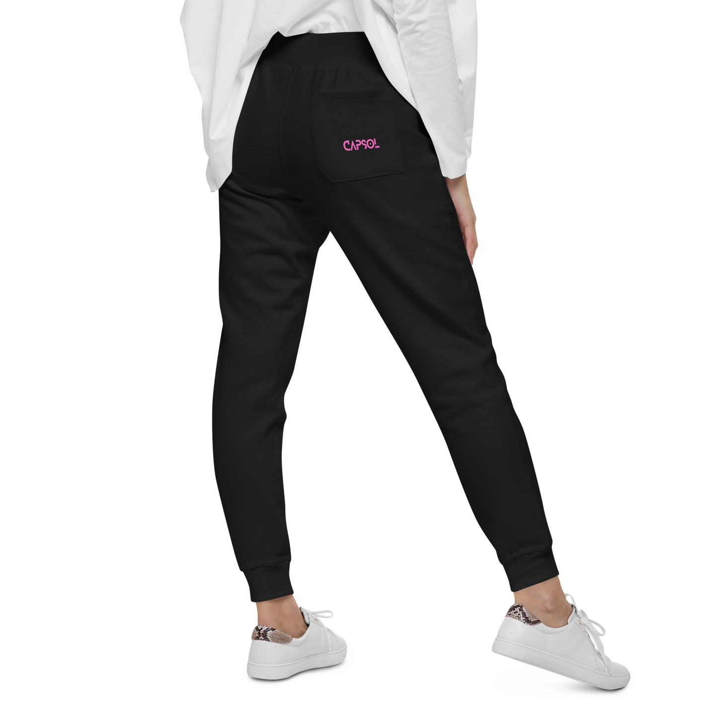 CapSol (pocket) - pink text - Women's fleece sweatpants