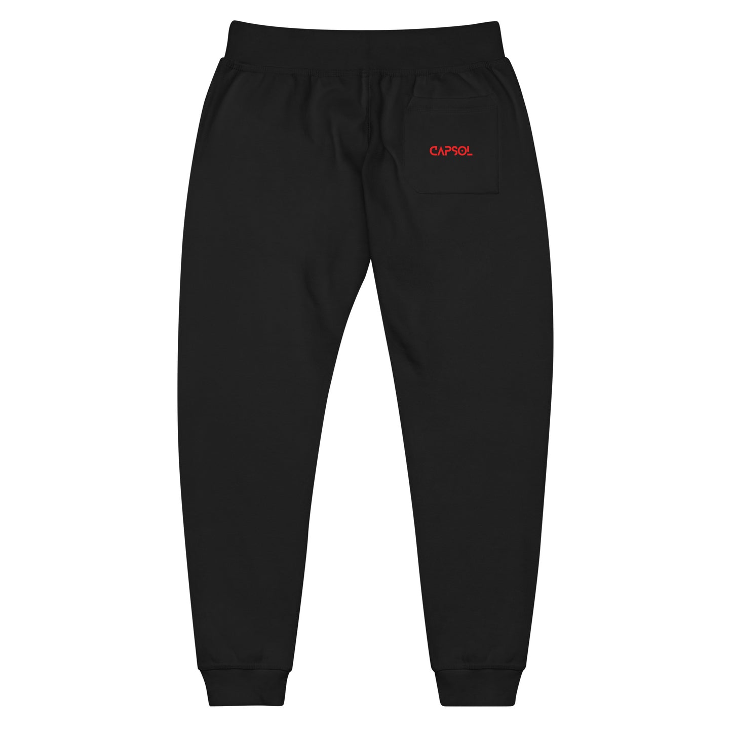 CapSol (pocket) - bright red text - fleece sweatpants