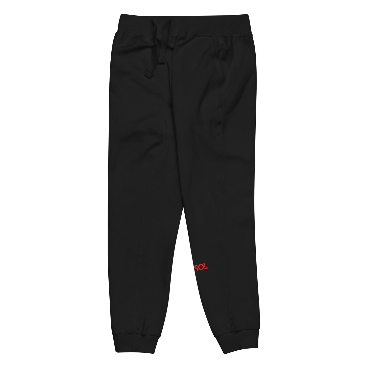 CapSol (front left) - bright red thread - fleece sweatpants