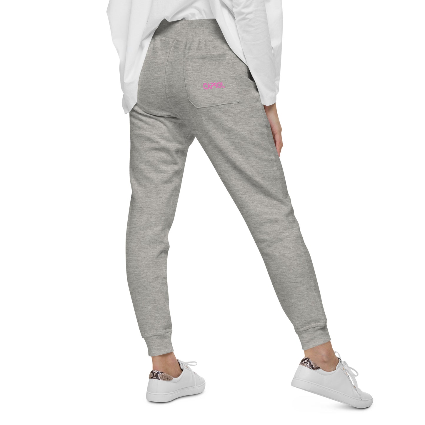 CapSol (pocket) - pink text - Women's fleece sweatpants