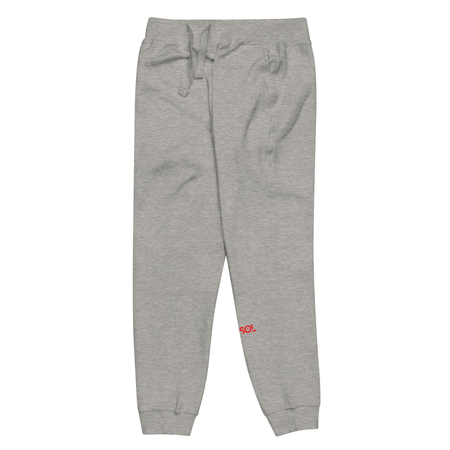 CapSol (front left) - bright red thread - fleece sweatpants