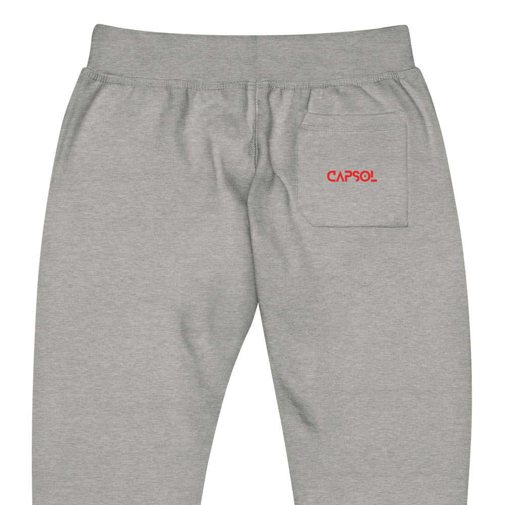 CapSol (pocket) - bright red text - fleece sweatpants