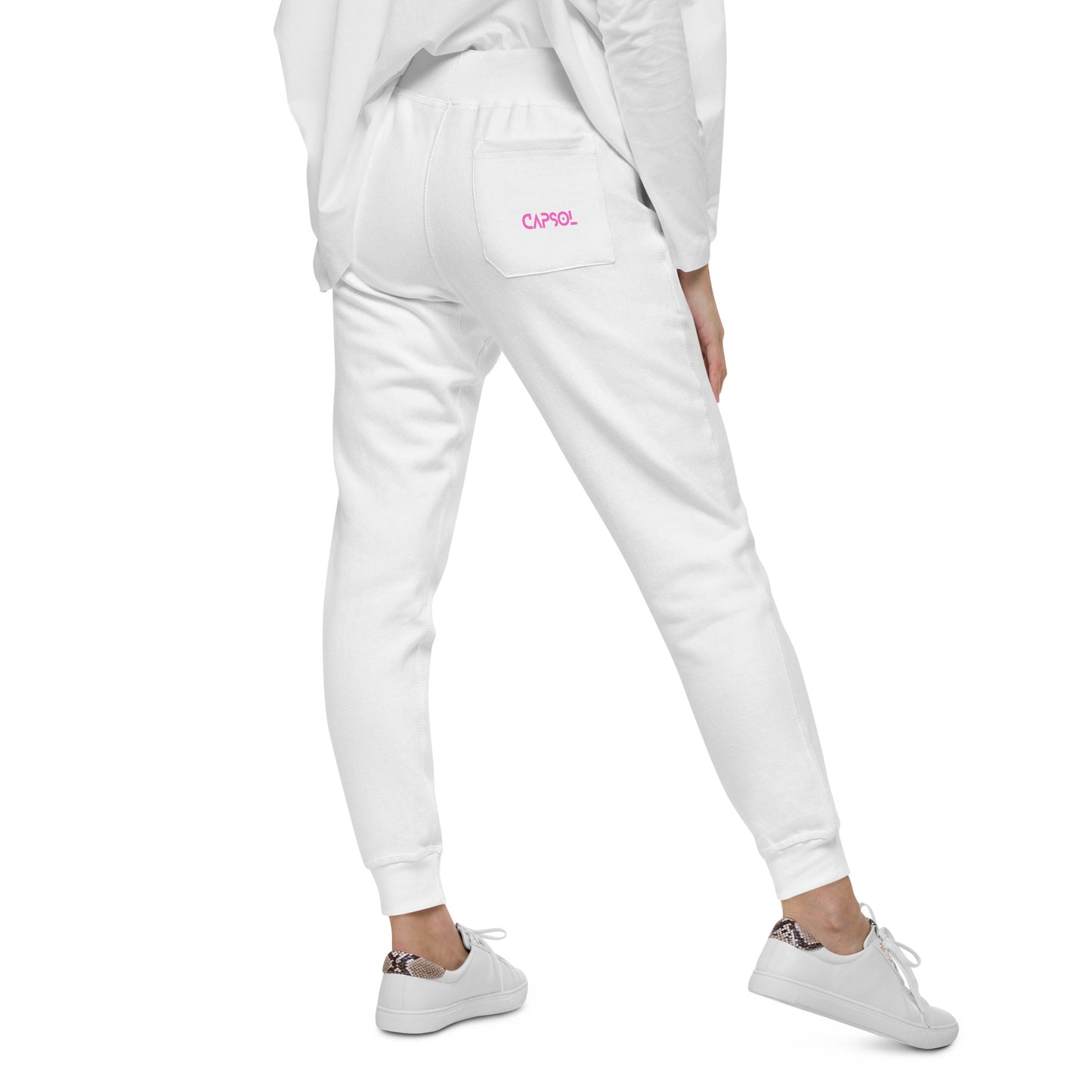 CapSol (pocket) - pink text - Women's fleece sweatpants