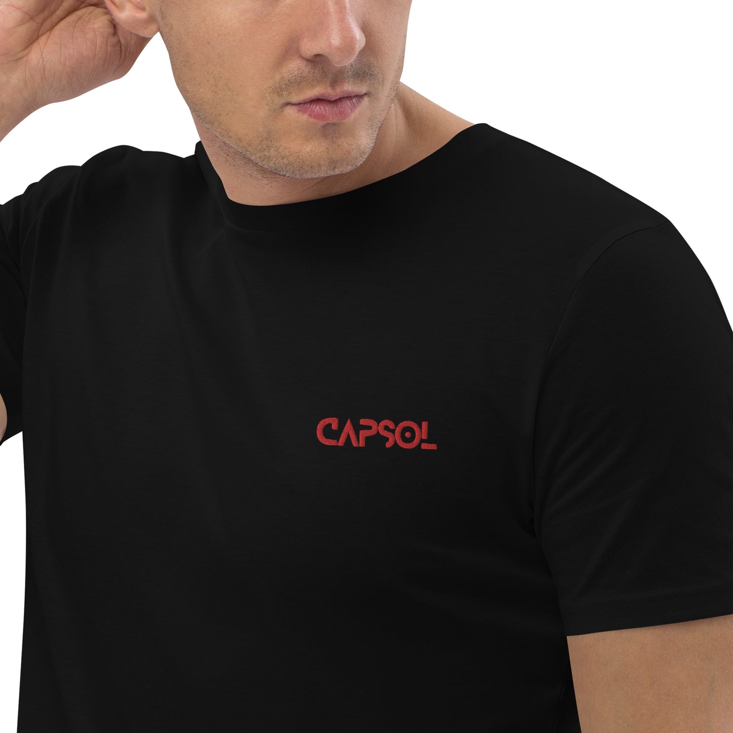 CapSol (front left) - red thread - Organic cotton t-shirt