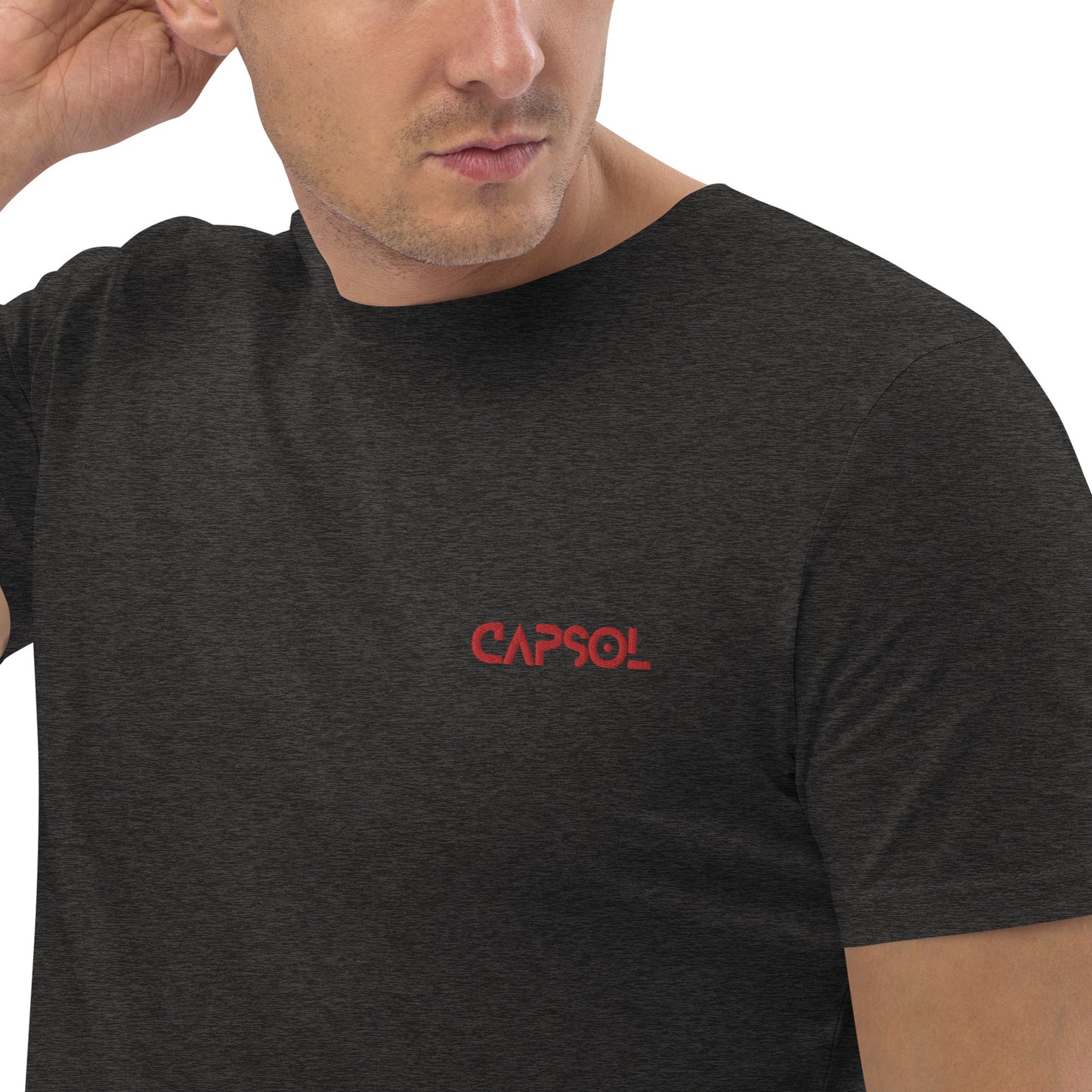 CapSol (front left) - red thread - Organic cotton t-shirt