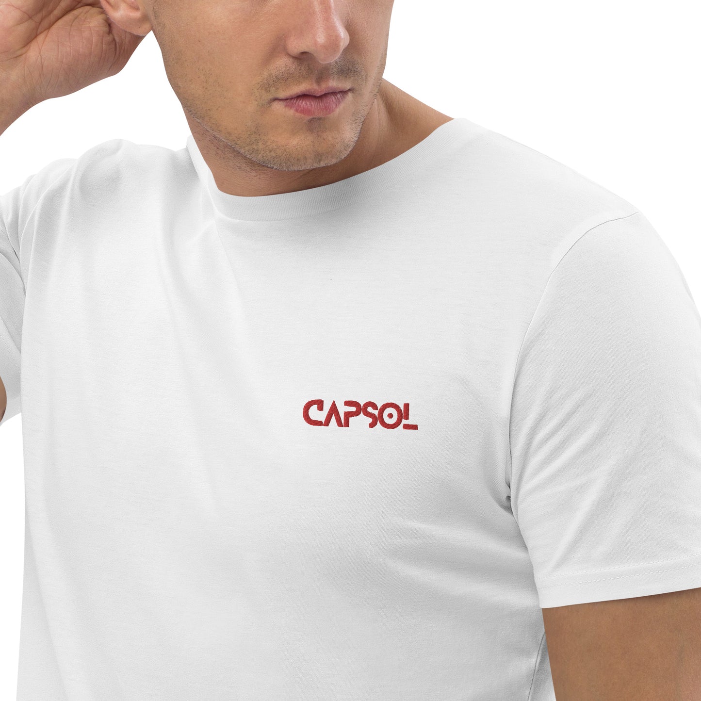 CapSol (front left) - red thread - Organic cotton t-shirt