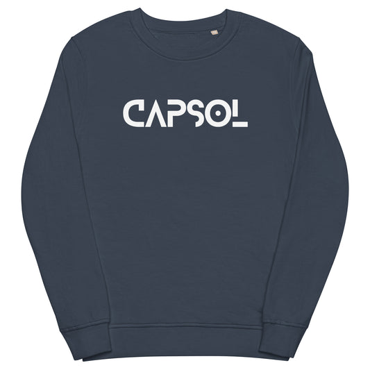 CapSol (front) - white text - Unisex organic sweatshirt