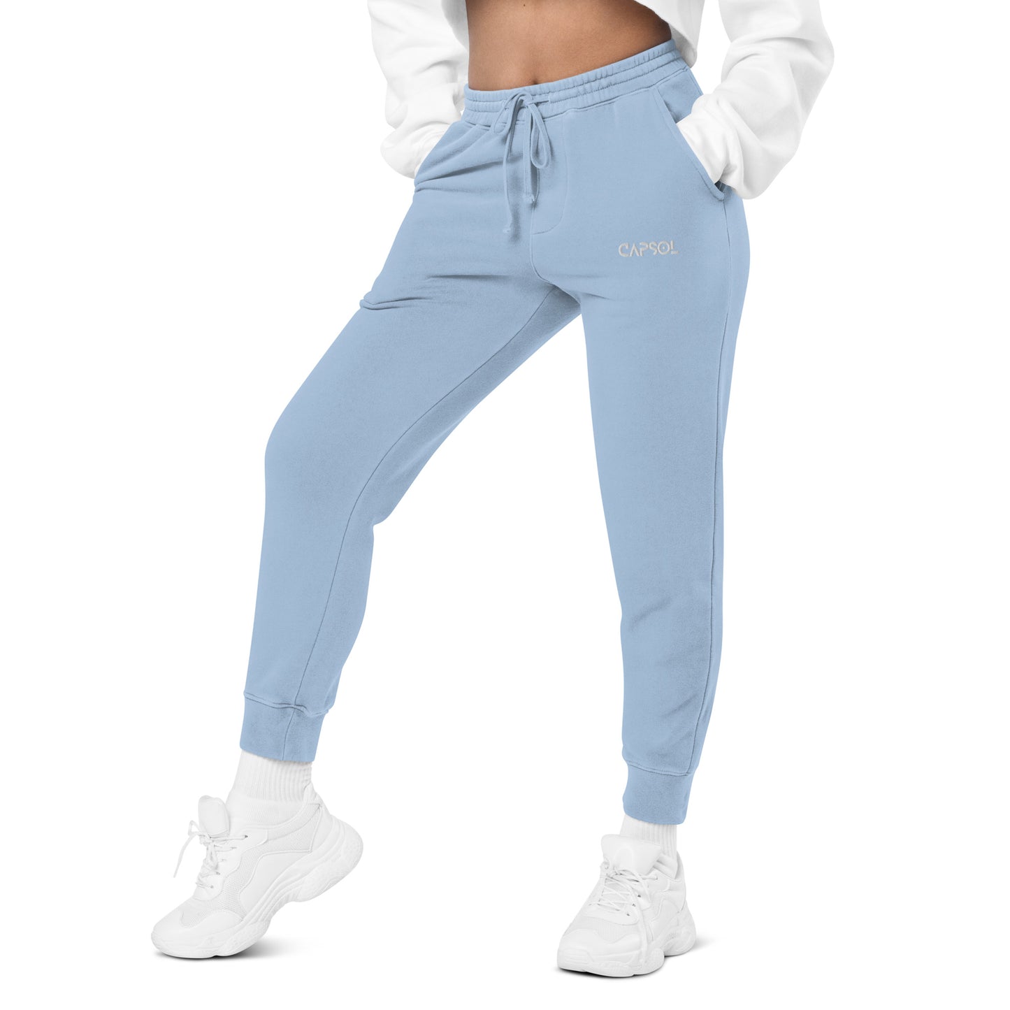 CapSol (front left) - white thread - Unisex pigment-dyed sweatpants INDEPENDENT