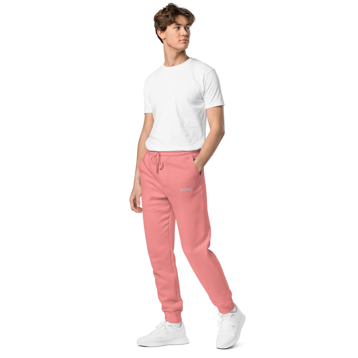 CapSol (front left) - white thread - Unisex pigment-dyed sweatpants INDEPENDENT