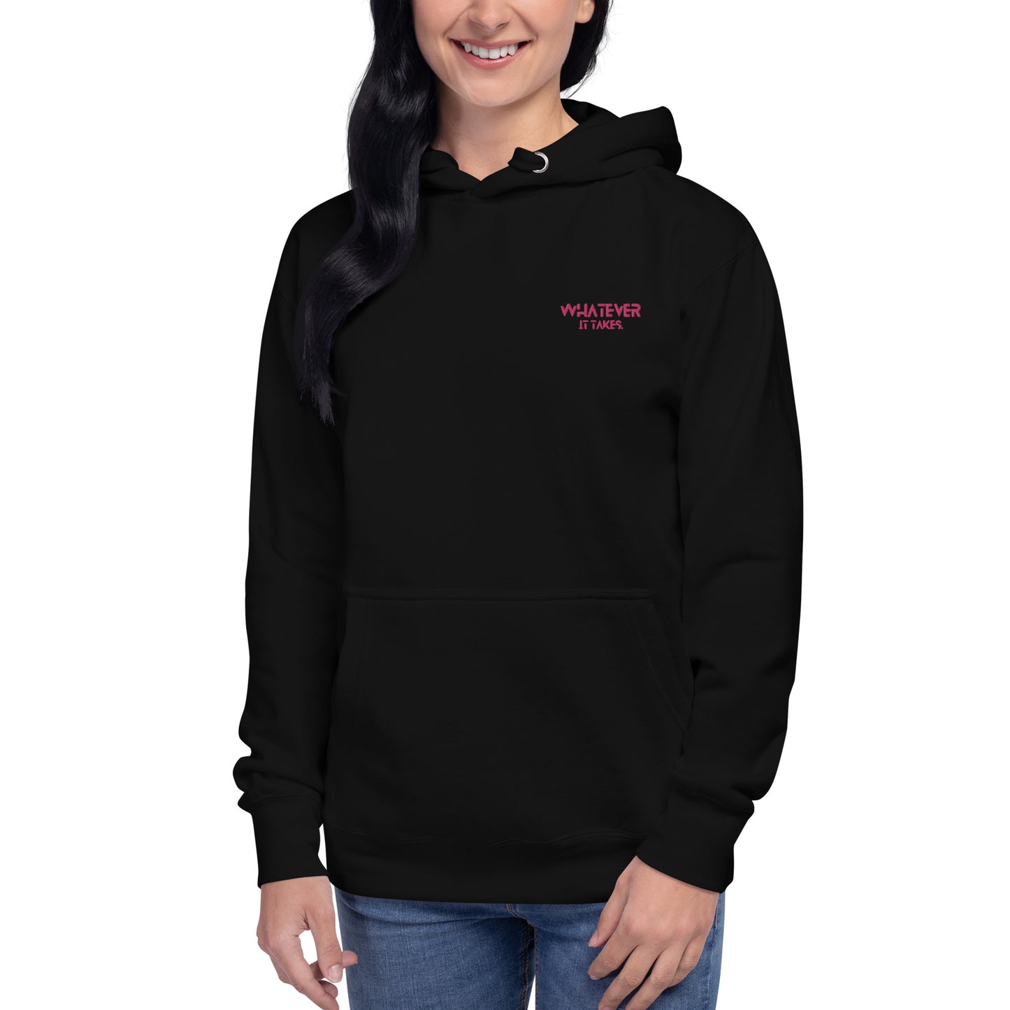 Whatever it takes (front left) - dark pink thread - Hoodie