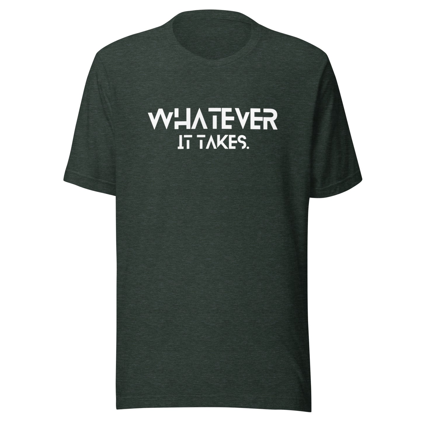 Whatever it takes (front) / CapSol (back) - white text - Unisex t-shirt - Heather