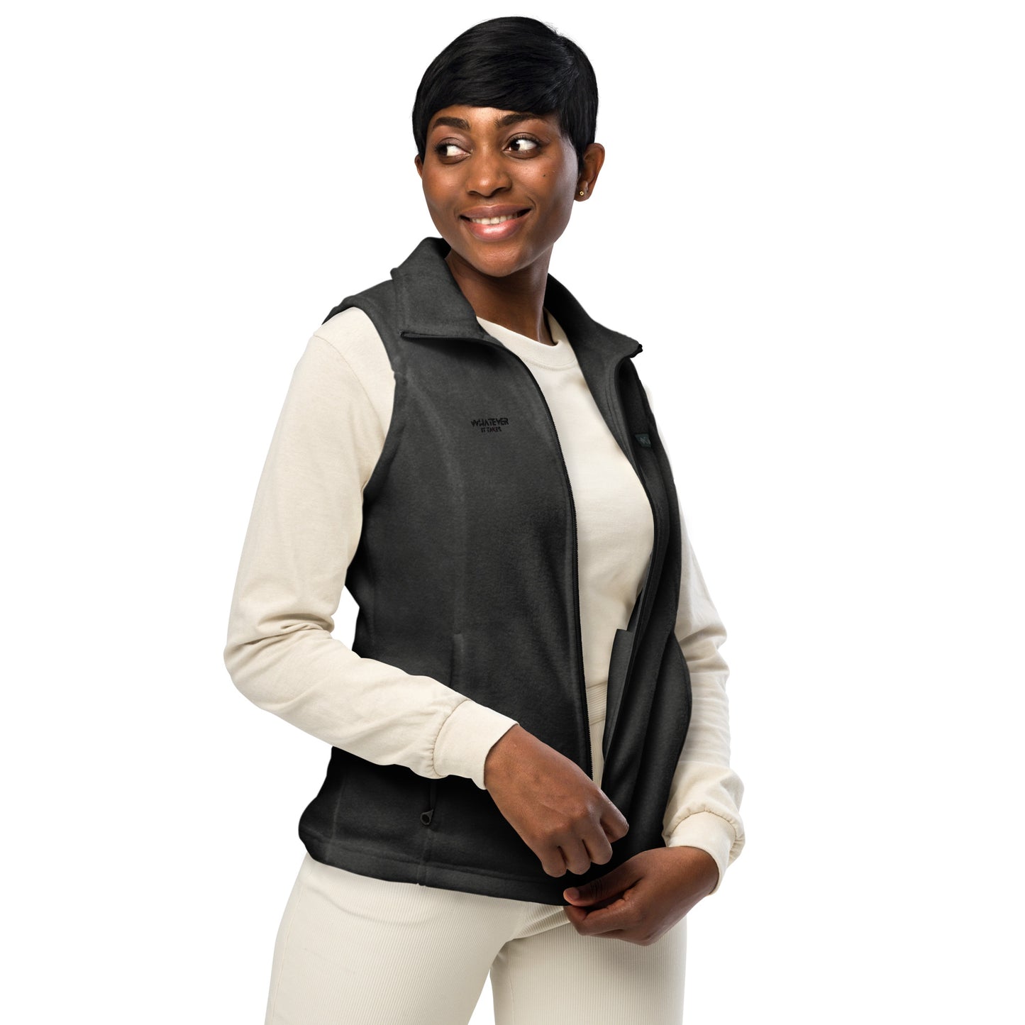 Whatever it takes (front) - black thread - Women’s Columbia fleece vest