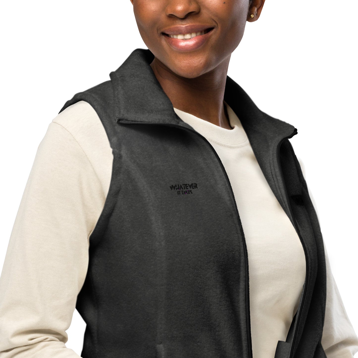 Whatever it takes (front) - black thread - Women’s Columbia fleece vest