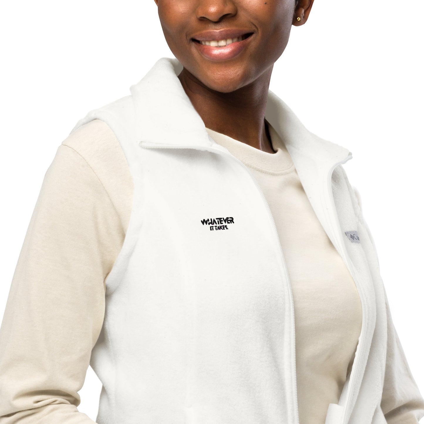 Whatever it takes (front) - black thread - Women’s Columbia fleece vest