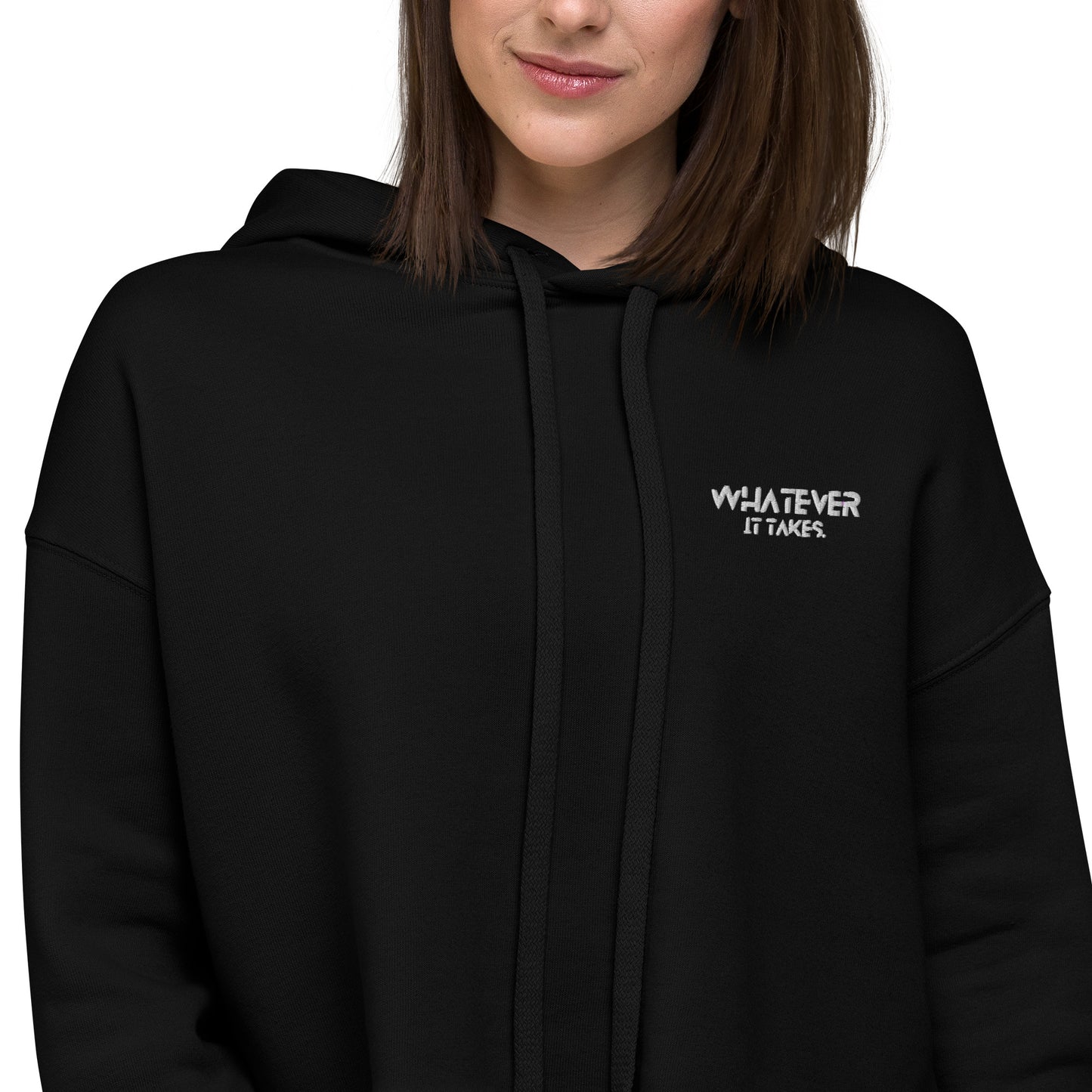 Whatever it takes (front left) - white thread - Crop Hoodie