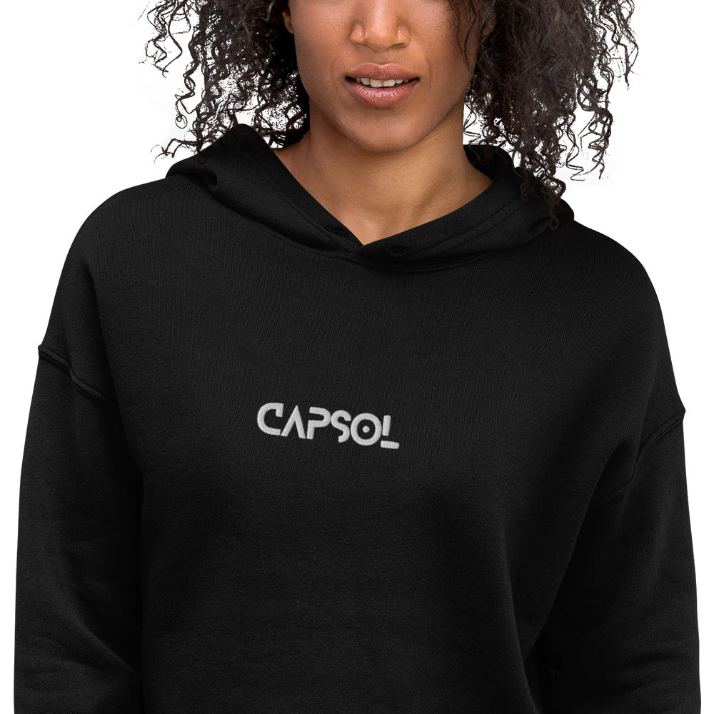 CapSol (front) - white thread - Crop Hoodie