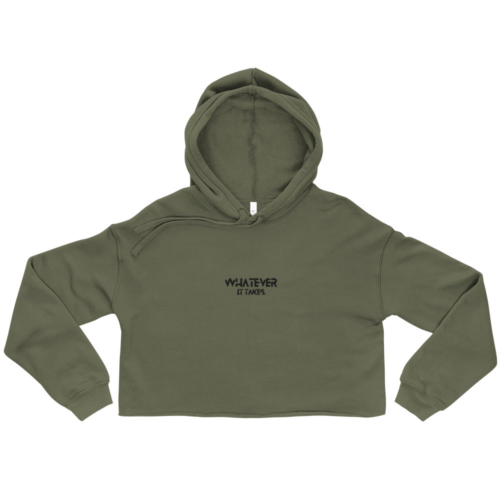 Whatever it takes (front) - black thread - Crop Hoodie