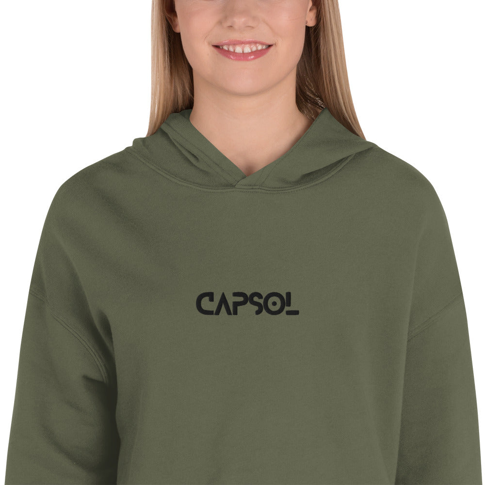 CapSol (front) - black thread - Crop Hoodie